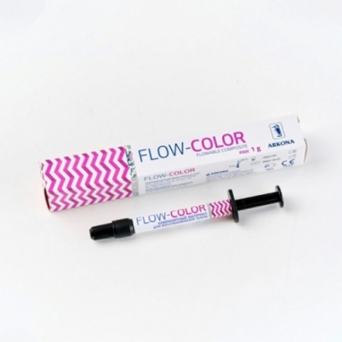 FLOW-COLOR  светоотверждаемый, микрогибридный, цветной композит, розовый, шприц 1 г