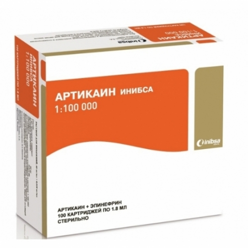 Анестетик карпульный Артикаин ИНИБСА , 1100 000 , 1.8 мл, 100 шт. красный, МДЛП.