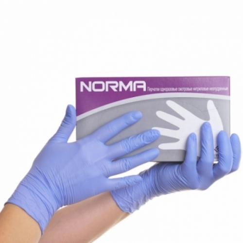 Перчатки нитриловые NORMA неопудренные,текстурированные, размер L 8-9, сиреневые, 50 пар.