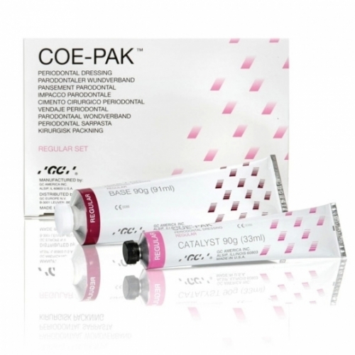 Coe-Pak пластмасса стоматологическая двухкомпонентная безэвгенольная, для парадонтальных повязок, набор в составе туба с базой 90 г., туба с катализатором 90 г..