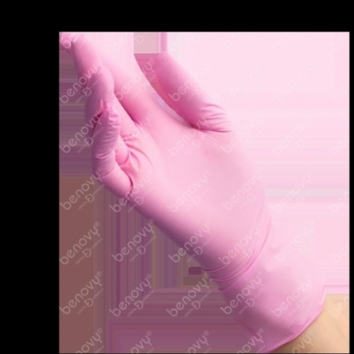 Перчатки нитриловые Nitrile BENOVY M 7-8 розовые, 50 пар