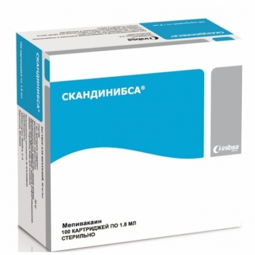 Анестетик карпульный Scandinibsa , без адреналина,1,8 мл , 100 штук, МДЛП.