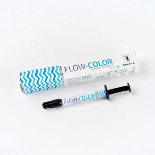 FLOW-COLOR  светоотверждаемый, микрогибридный, цветной композит, голубой, шприц 1 г
